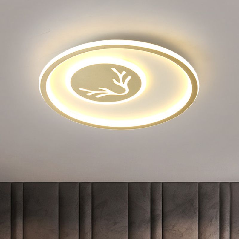 Acrylic Antler Flush Light Fixture Minimalist LED Close to Ceiling Lamp in Gold for Bedroom
