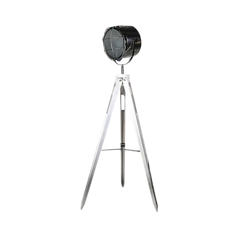 Industrial Loft Tripod Flood Spotlight 1 licht metaal en hout staande vloerlamp in zwart/wit voor studio