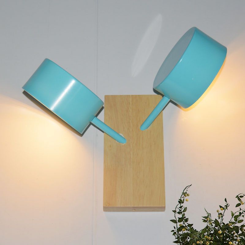 Double tambour Shade Mall Murd Light Contemporary Metal 2 Bulbes Black / White / Blue Wall Lighting Forment pour la cuisine