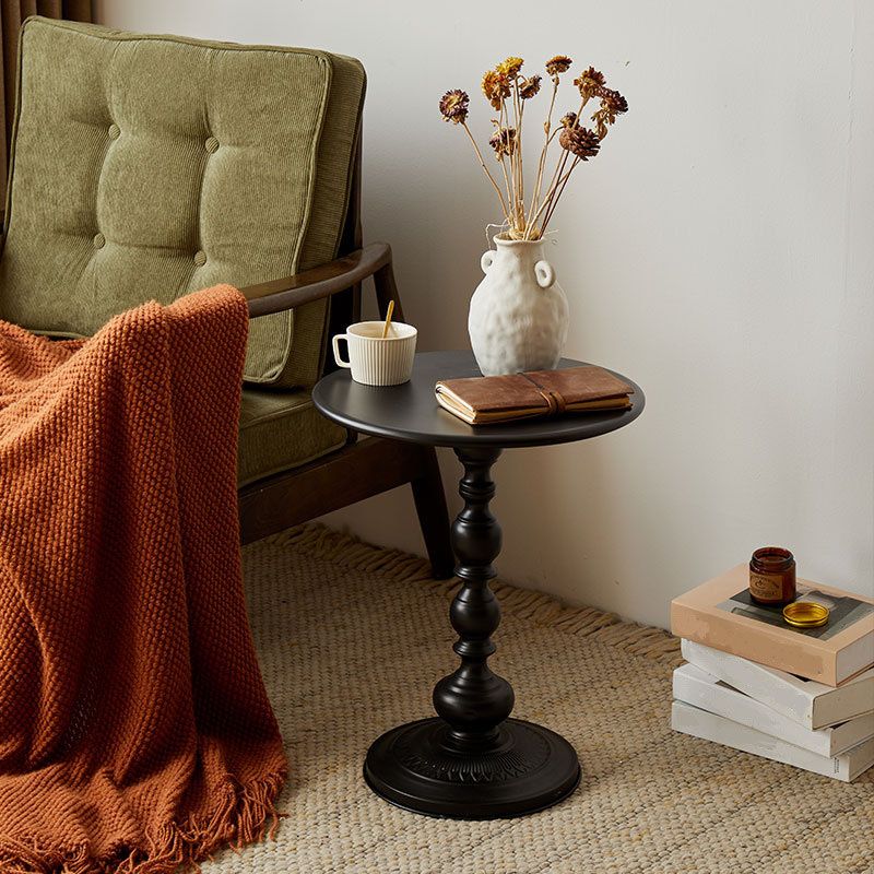 20.5" Tall Mid-Century Round Top Side Table Metal Pedestal End Table