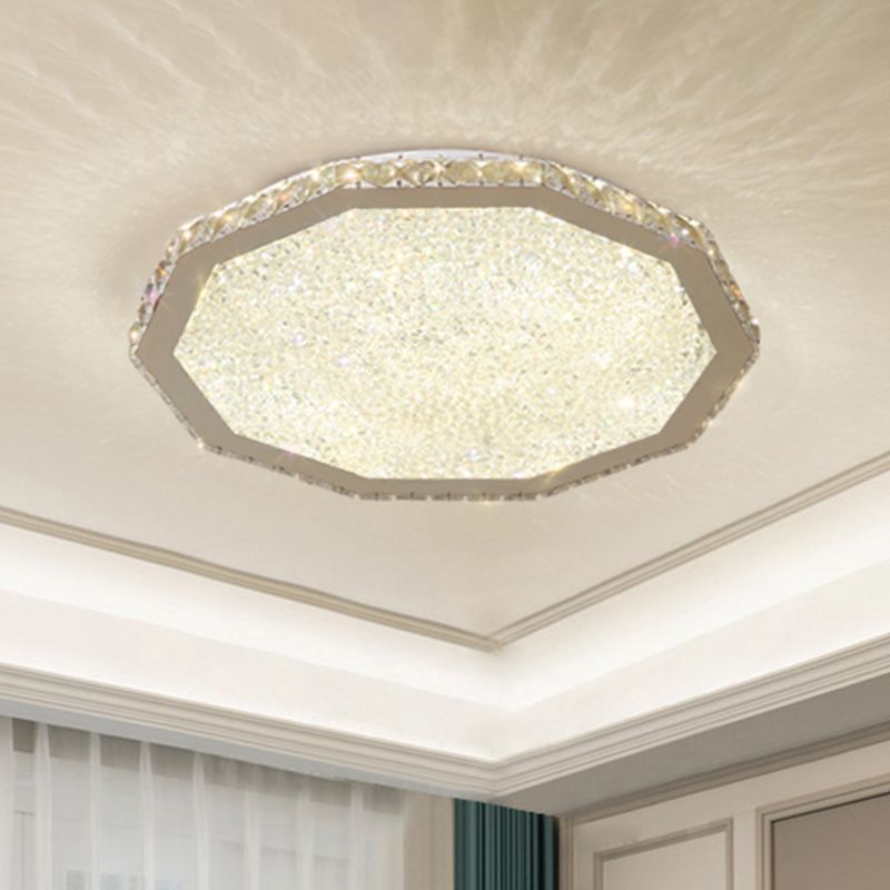 Polygon Crystal Flush Mount Fixture Modern LED Stainless-Steel Flush Ceiling Light for Living Room