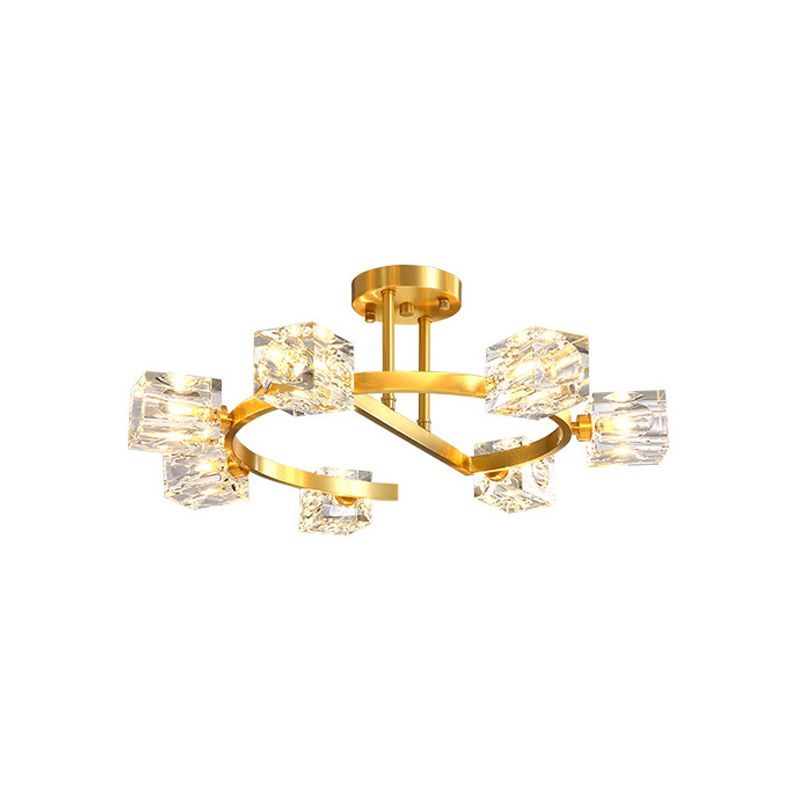 Square Semi Flush Mount Light Fixture Crystal Modern Flush Mount Ceiling Light Fixtures for Bedroom