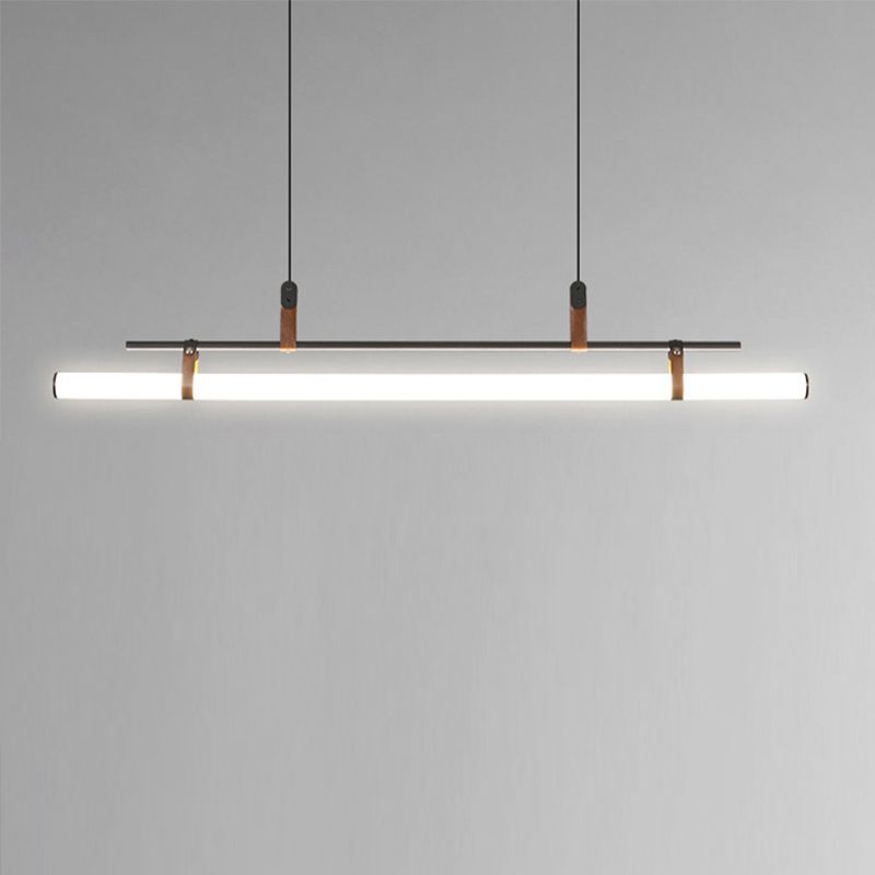 Modern Metal Island Lights Linear 1-Light Restaurant LED Hanging Lamp with Acrylic Shade