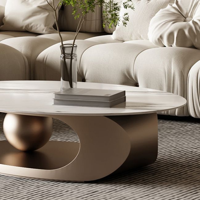 Abstract Stone Coffee Table with Storage Luxurious 1 Single Cocktail Table