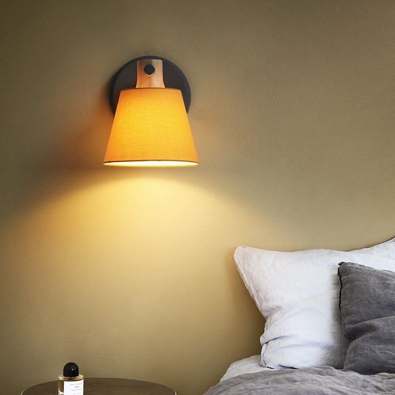 Cone Wall Wall Mount Light Fixture Modern Style Fabric Bedroom Wall Lighting Fixture
