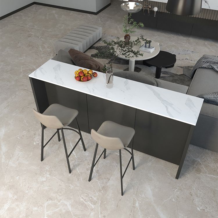 Industrial Style Bar Table Rectangle Stone Fixed Bistro Bar Desk for Indoor