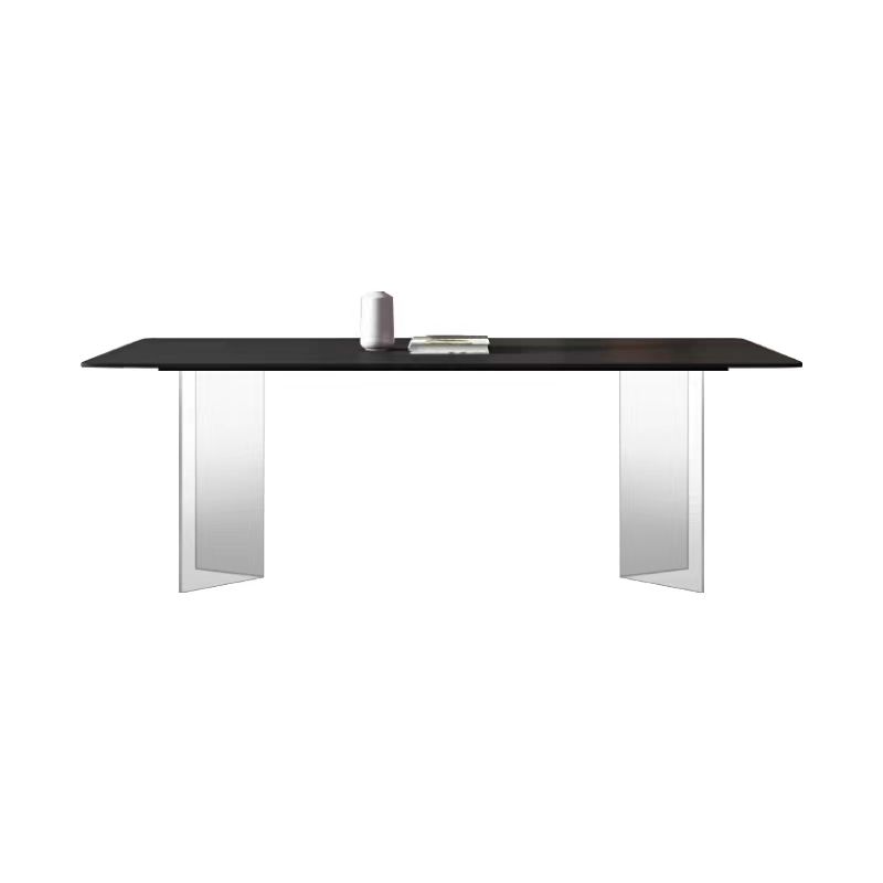 Rectangle Stone Top Dining Table Acrylic Base Modern Dining Table for Living Room