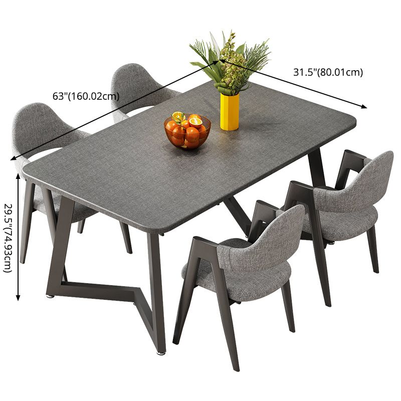 Standard Wood Dining Table with 2 Black Metallic Legs for Dining Furniture