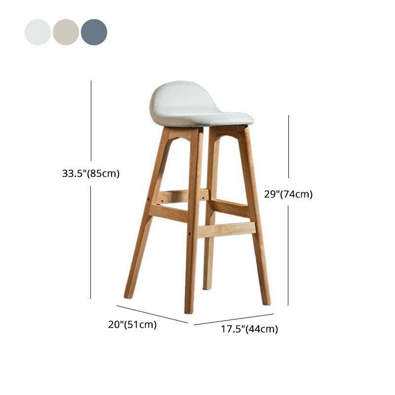 Taburete de bar estilo escandinavo, asiento de mezcla de lino, patas de madera para barra de cocina