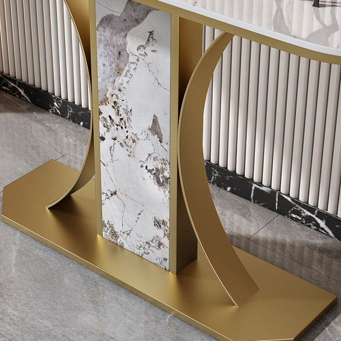 11.8" Wide Stone Console Table Scratch Resistan Table Half Moon Accent Table