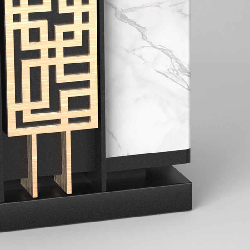Rectangle Shape Metal Waterproof Pillar Lamp Modern 1 Light Outdoor Light in Black