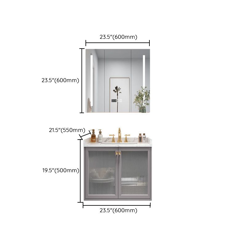 Modern Sink Vanity Wall Mount Solid Color Bathroom Vanity with Drawers
