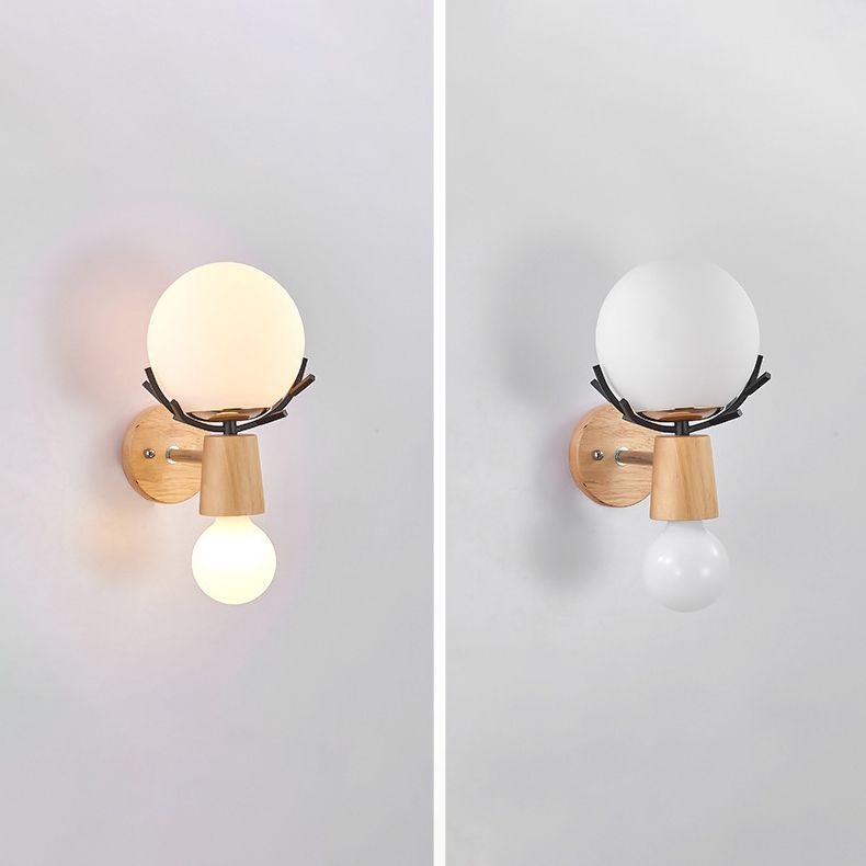Minimalistic Style Wood Wall Mount Light Fixture Deer Wall Sconce Light for Bedroom