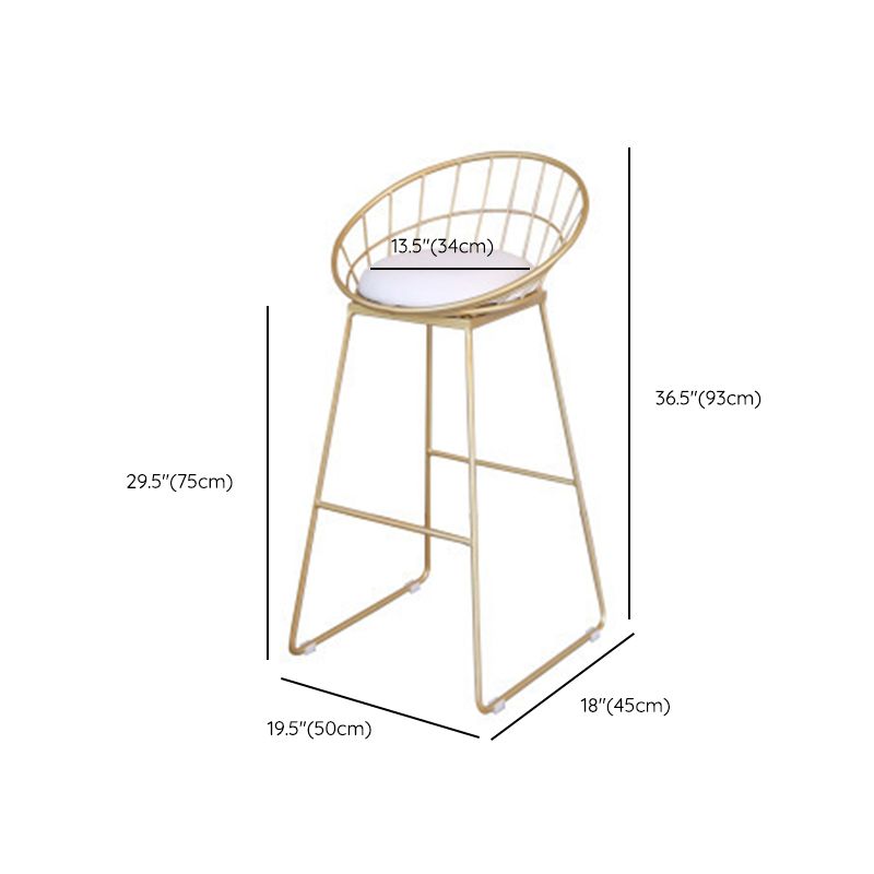 Glam Armless Bar Stool Metal Low Back Barstool with Gold Metal Legs