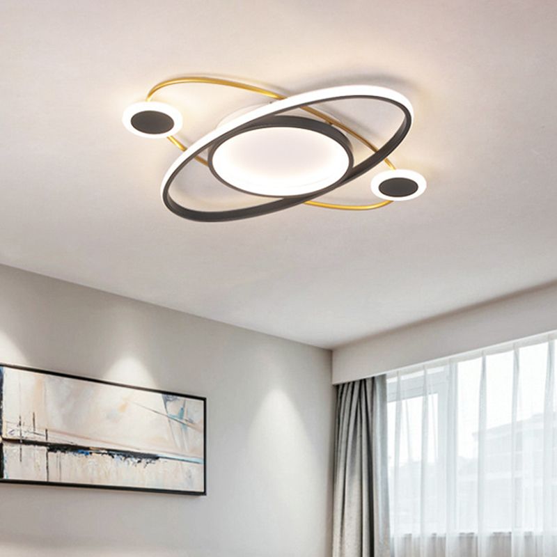White Universe Flush Mount Ceiling Light Nordic LED Acrylic Lighting Fixture for Living Room in Warm/White Light