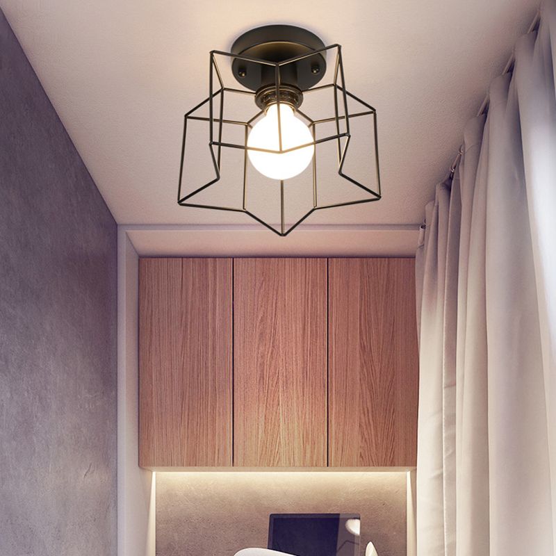 Single Modern Black Flush Mount Lighting Metal Ceiling Light for Living Room