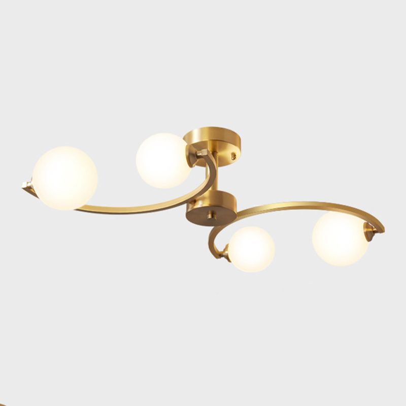 Modern Style Sputnik Flush Mount Metal Ceiling Light in Gold for Bedroom