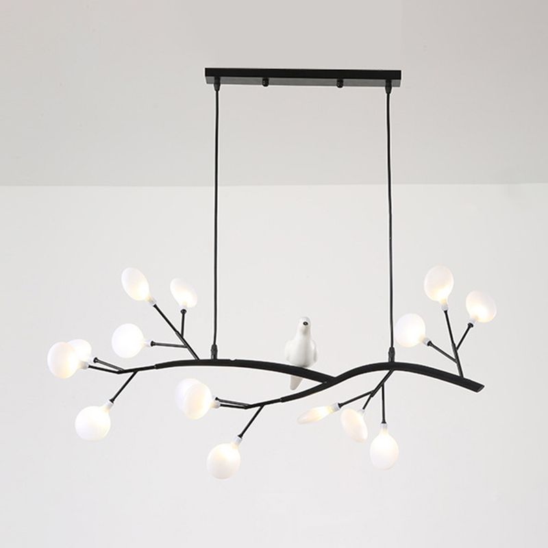 Nordic Style Iron Hanging Lamp Branch Shape Island Light Fixture for Bar (Included Bird)