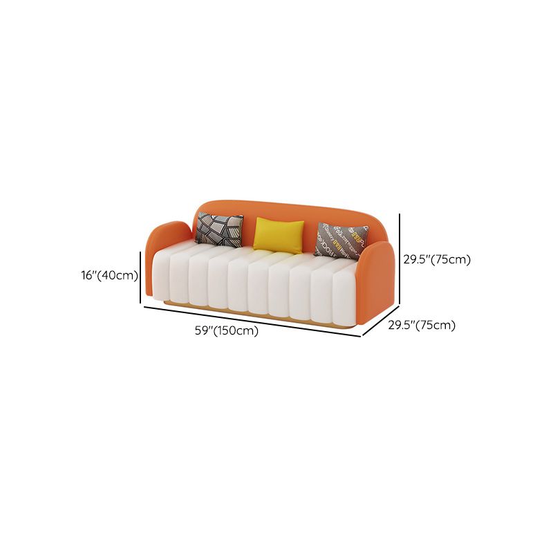 Contemporary Orange Sofa with Tight Back and Square Arm for Apartment