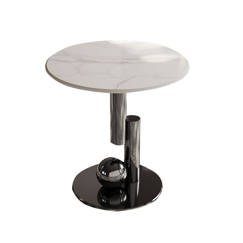 Stainless Steel Abstract Base Cocktail Table Glam Slate Top Coffee Table