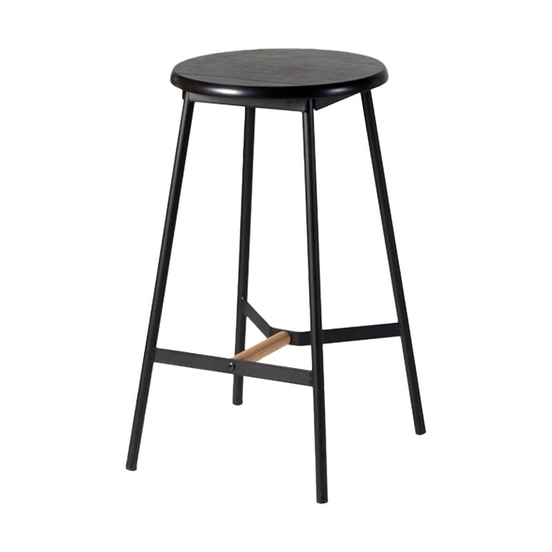Contemporary Round Backless Armless Bar Stools with Metal Legs