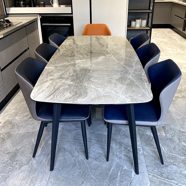 Modern Grey Dinette Set 1/4/6/8 Pieces Rectangle Sintered Stone Top Dining Table Set