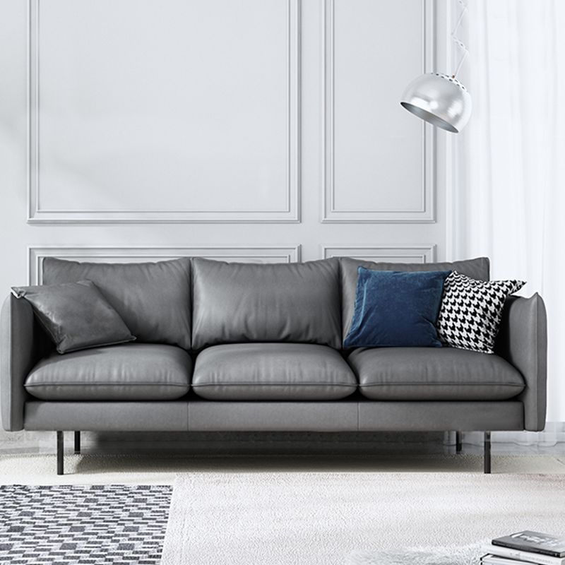 Modern Style Square Armrest Latex Cushions Fill The Grey/brown Sofa