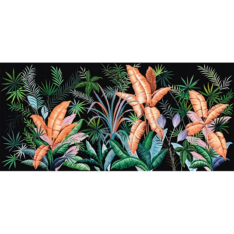 Enormous Illustration Banana Leaves Mural Wallpaper for Dining Room in Natural Color, Custom Size Available