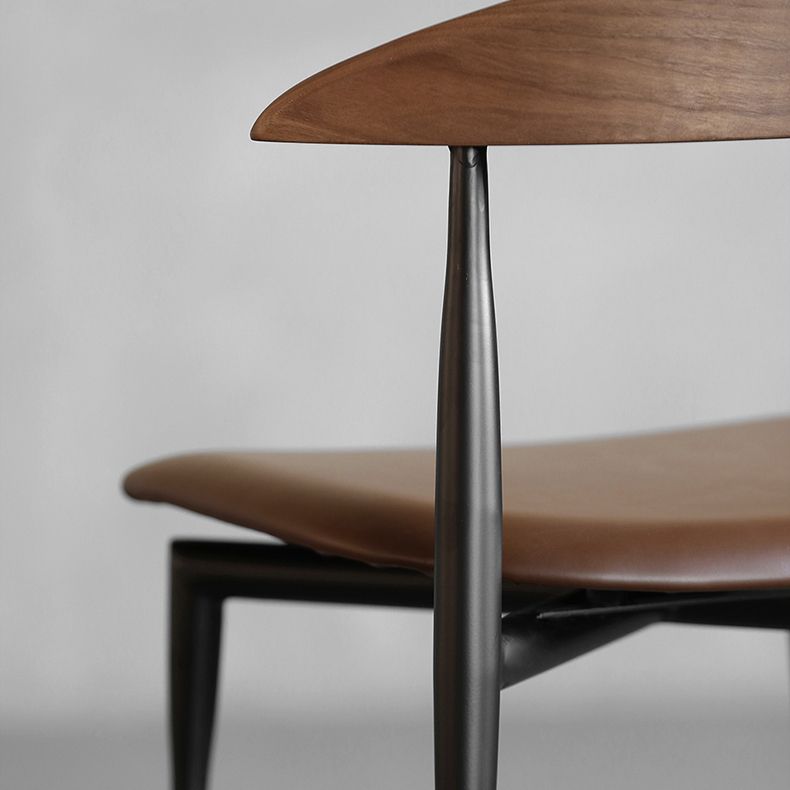 Industrial Upholstered Armless Chair Black Legs Kitchen Open Back Dining Chair