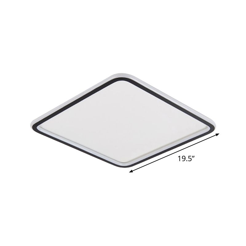 Extra Thin Squared Flush Mount Lamp Minimalist Aluminum Bedroom LED Ceiling Lighting in Black, 16/19.5/23.5 Inch Wide