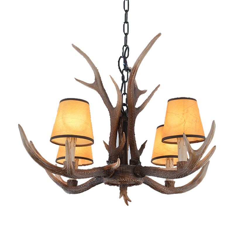 4/6/8-Light Conical Chandelier Light Traditional Brown Resin Suspension Pendant for Kitchen Island