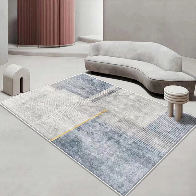 White Simple Rug Polyester Pattern Rug Stain Resistant Rug for Drawing Room