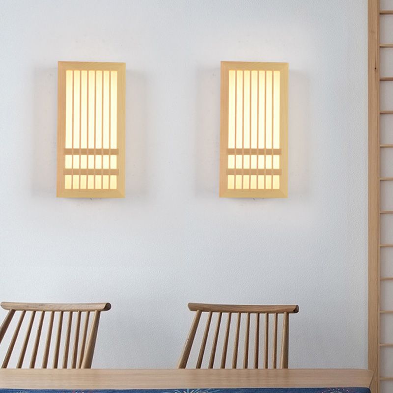 Missie stijl muur gemonteerd licht natuurlijk eiken rechthoekige sconce licht voor woonkamer