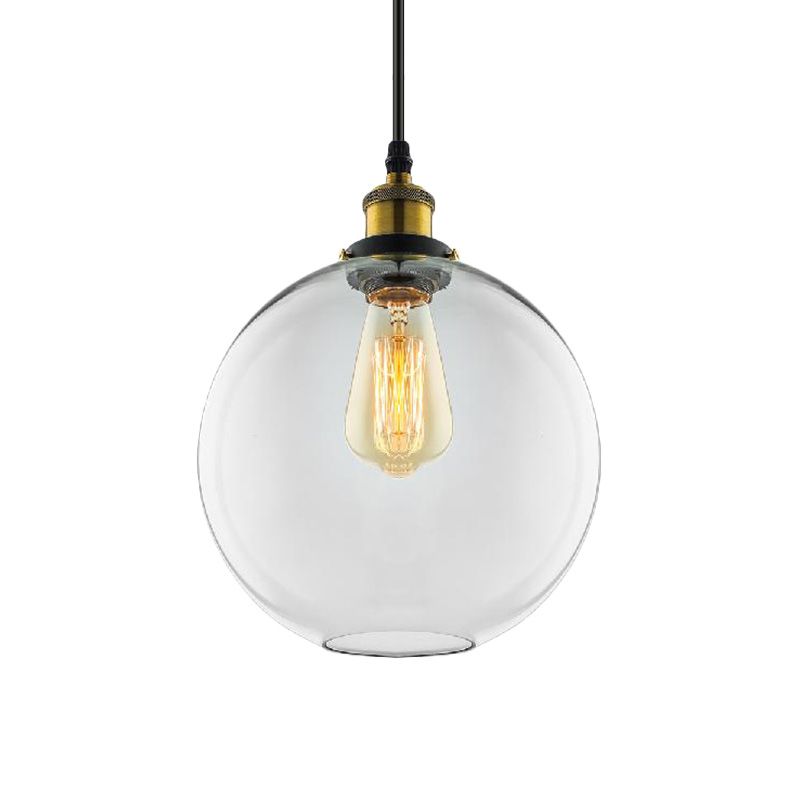 1 Lighting Lighting Industrial Globe Kit de luz colgante de vidrio transparente en latón antiguo con enchufe