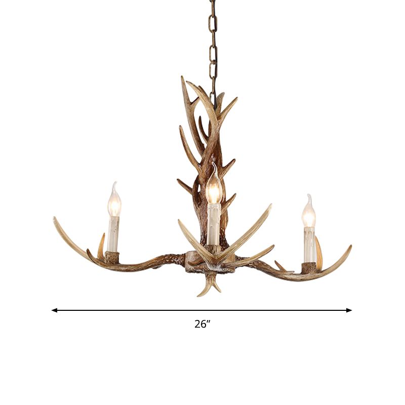 3/6/8 Lights Chandelier Lighting Fixture Antique Candelabra Resin Hanging Light in Beige for Living Room
