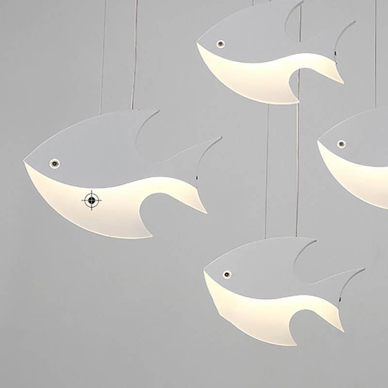 Fish Shaped LED Pendant Light Metallic Minimalist Multiple Hanging Light for Dining Room