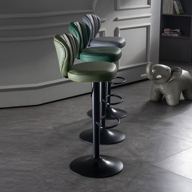 Scandinavian Metal Barstool Fabric Cushion Upholstered Counter Stool with Black Base