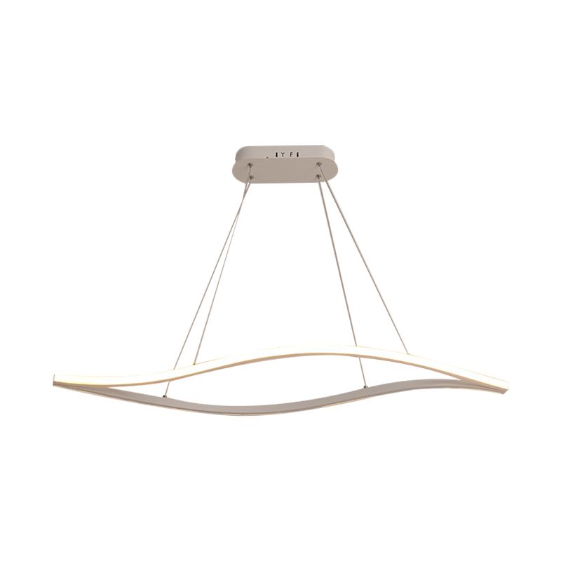 Leaf Shaped Aluminum Drop Pendant Simplicity Black/White LED Island Lamp in Warm/White Light, 31.5"/39" Wide