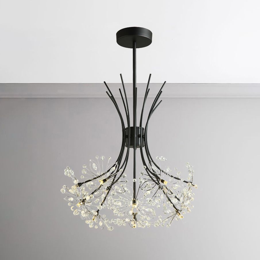 Lampada il lampadario in perline di cristallo trasparente con design bouquet moderno 13/19 luci nere/cromo lampada sospesa
