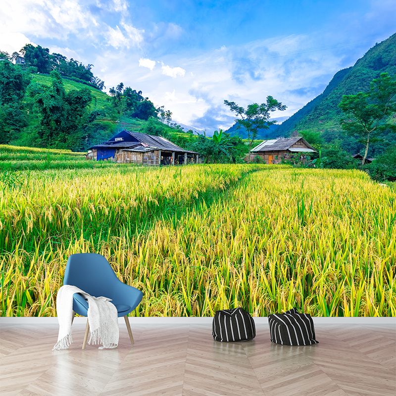 Wheat Field Mural Stain Resistant Wall Art for Dining Room, Optional Size