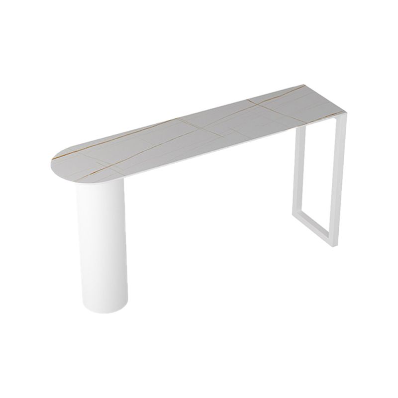 Contemporary Bar Dining Table Indoor Bar Table with Iron Base in White