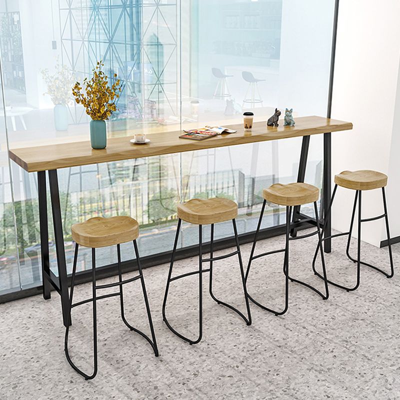 Modern Backless Counter Height Stools with Metal and Solid Wood