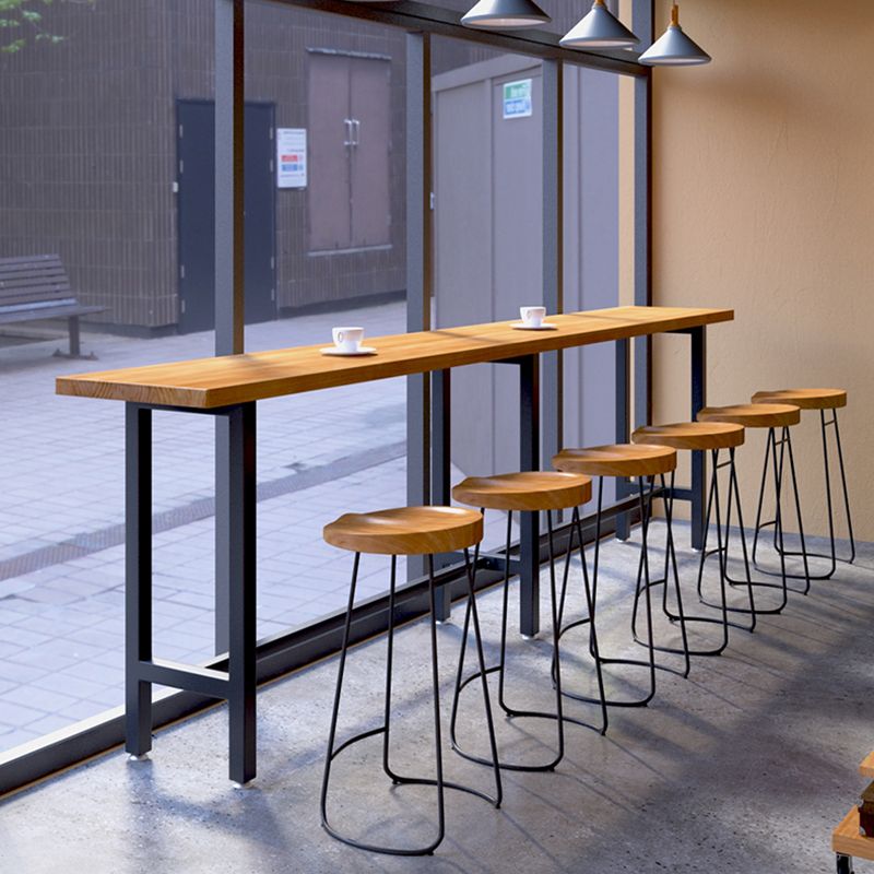 Rectangle Wood Top Counter Table Industrial Bar Table for Dining Room