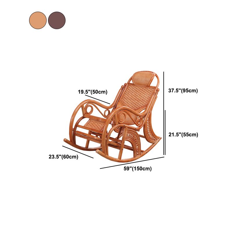 Traditional Rocking Chair Rattan Spindle Backrest Indoor Rocking Chair