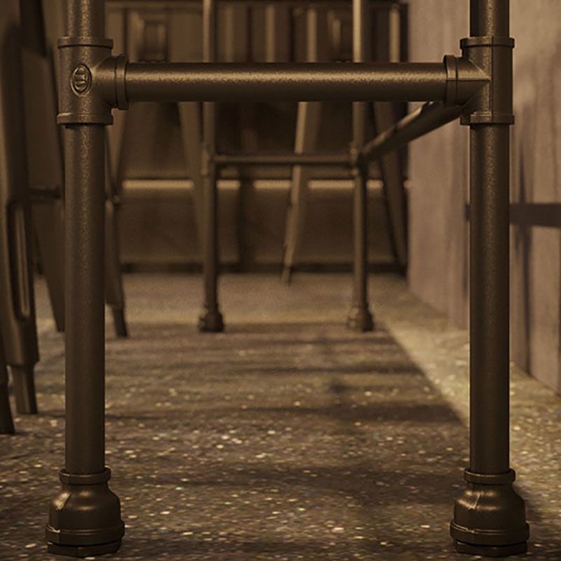 Mesa de barra de hierro negro industrial Rectángulo de madera marrón Top 41.3 "H Mesa Bistro