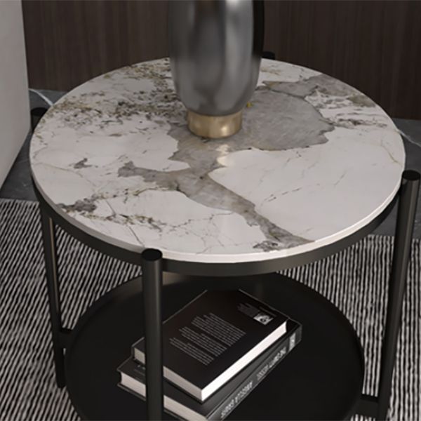 Modernistic 4 Legs Round Double Tier Living Room Accent Side Table