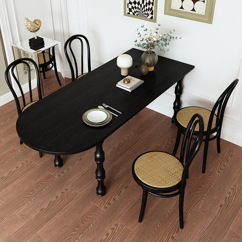 Modern Dining Room Dinner Table Wood 4 Legs Dining Table in Black