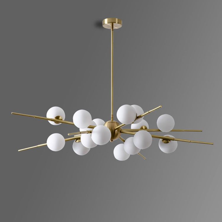 Modern Starburst Hanging Chandelier Light Opal Glass Shade Ceiling Chandelier for Living Room
