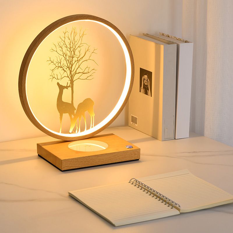 Modern Style Circle Shape Table Light Metal 1 Light Nightstand Lamps for Bedside