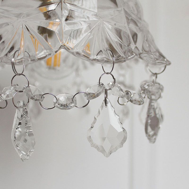 Bowl Light Suspension Pendant Modern Simple Crystal Hanging Lights for Bedside